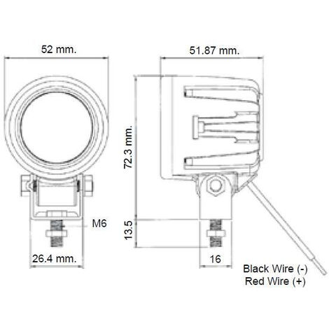 Phare de travail carré LED, 1200 Lumens, 12/24V, IP68