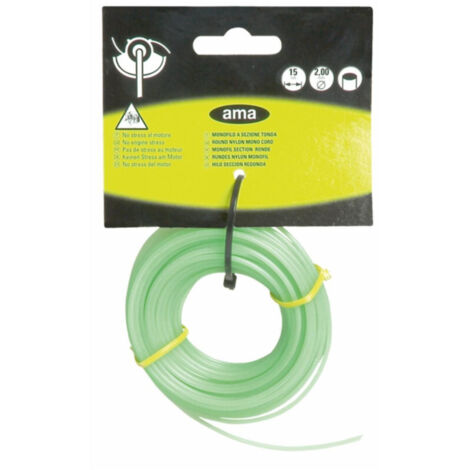 Fil de débroussailleuse - Fil nylon de coupe - Monofil section ronde ø 2mm x 15 mètres "Evergreen"