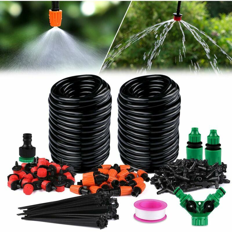 Kit d'irrigation Goutte 168 PCS 50FT Jardin Systeme d'arrosage Automatique  Avec 3 Pelles Pour