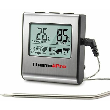 Thermomètre Cuisine Digital & Minuteur de Cuisine, Sonde Temperature Cuisine  pour Barbecue BBQ, Thermomètre Pâtisserie Rechargeable