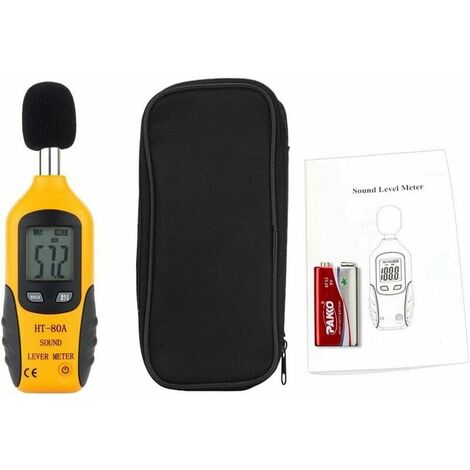 Sonomètre Portable Sonomètre numérique - Plage 30-130 dB (A) db mètre,  niveau de bruit, testeur de surveillance décibels - Jaune (batterie  incluse)--Ternel