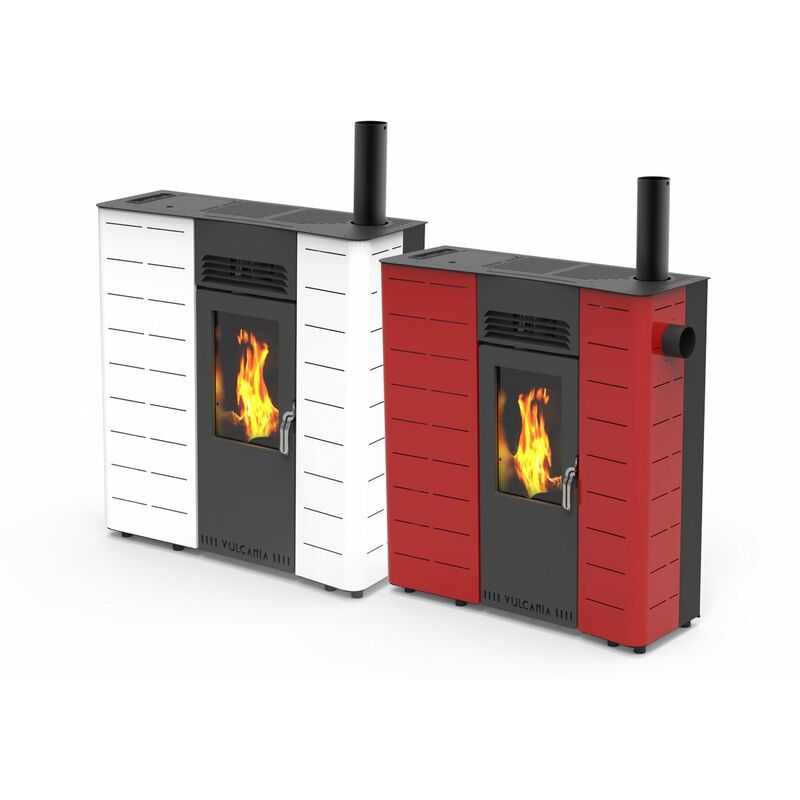 Stufa a pellet canalizzata Vulcania New Slim 11,1 kW -  - Rosso