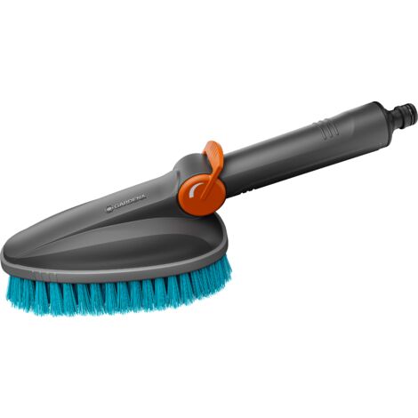 GARDENA Idrospazzola manicata M hard Cleansystem, con raccordo per tubo da giardino, setole per superfici resistenti, flusso d'acqua regolabile (18846-20)