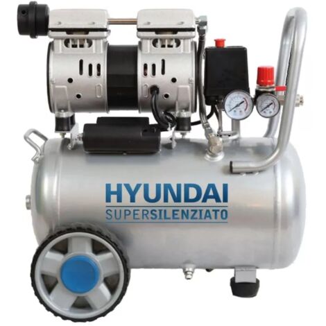 Hyundai – Compressore aria silenziato 24L 1HP – Potenza 750W – Rumorosità 59dB – Pressione massima 8 bar – Sistema Oil-Free (1/7)