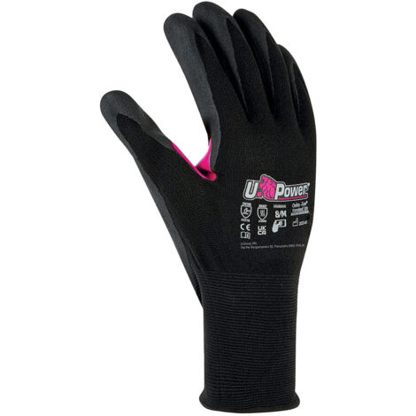 U-Power Love Guanti Lavoro Nylon Touchscreen Nero Fucsia 8/M 1Pz