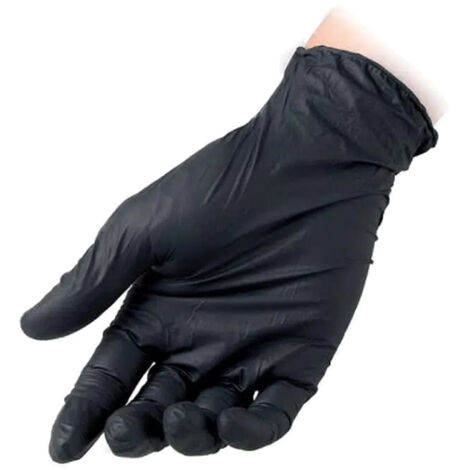Guanti in nitrile monouso Reflexx R78 neri senza polvere - L - Nero