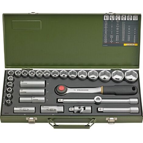 Proxxon Industrial Kit di chiavi a bussola metrico 1/2 (12.5 mm) 29 parti 23000