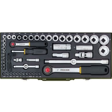 Proxxon Industrial Kit di chiavi a bussola metrico 1/4 (6.3 mm), 1/2 (12.5 mm) 56 parti 23040