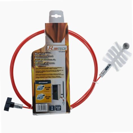 KIT SPAZZACAMINO 5 MT PER PULIZIA TUBO STUFA A PELLET CON SCOVOLO D 80 MM 29976