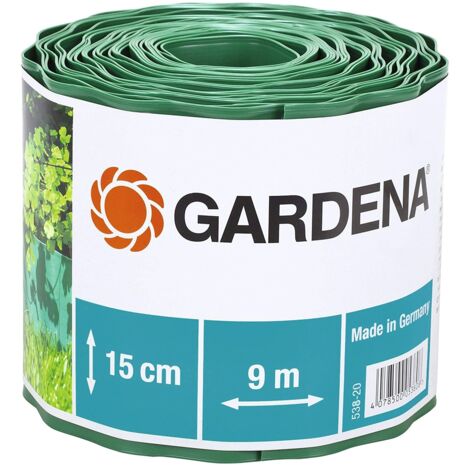 Gardena Recinzione per Prato, Delimitazione per Il Prato, Idonea Anche per Aiuole, Plastica Di Alta Qualità, Verde 538-20, Larghezza 9 m, Altezza 15 cm