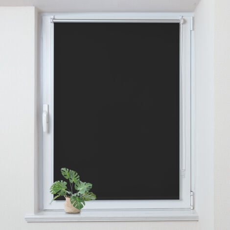 Allesin Store Enrouleur occultant sans percage, Isolant et Thermique, Rideau occultant pour Fenêtres et Portes, 45x120cm, Noir