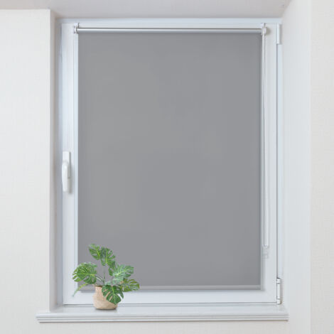 Allesin Store Enrouleur occultant sans percage, Isolant et Thermique, Rideau occultant pour Fenêtres et Portes, 45x120cm, Gris Clair