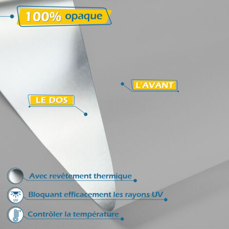 Allesin Store Enrouleur occultant sans percage, Isolant et Thermique, Rideau occultant pour Fenêtres et Portes, 45x120cm, Gris Clair