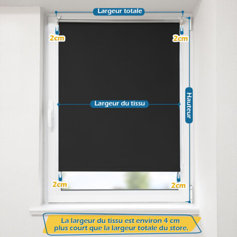 Allesin Store Enrouleur occultant sans percage, Isolant et Thermique, Rideau occultant pour Fenêtres et Portes, 60x120cm, Noir
