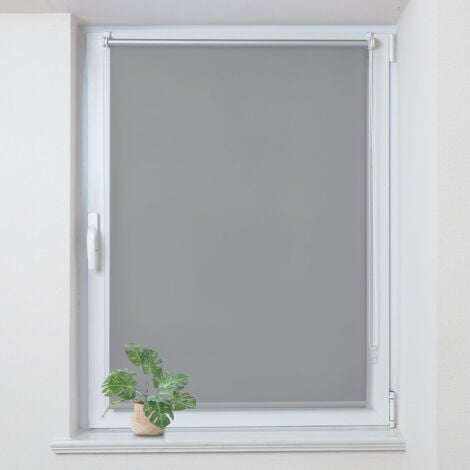 Allesin Store Enrouleur occultant sans percage, Isolant et Thermique, Rideau occultant pour Fenêtres et Portes, 50x120cm, Gris Clair