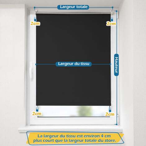 Allesin Store Enrouleur occultant sans percage, Isolant et Thermique, Rideau occultant pour Fenêtres et Portes, 85x120cm, Noir