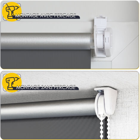 Store Enrouleur Occultant Isolant Thermique Avec Revêtement Sans Perçage 70x120cm,gris - Store
