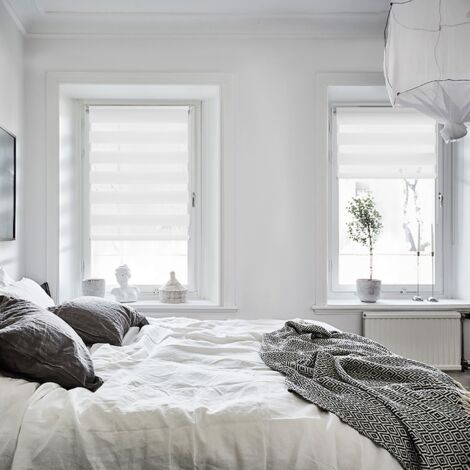Allesin Store Enrouleur Jour Nuit sans Perçage,  Facile à Installer avec Clips pour Fenêtre ou Porte, 55 x 130 cm,  Blanc