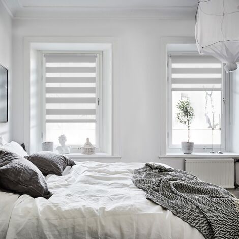 Allesin Store Enrouleur Jour Nuit sans Perçage,  Facile à Installer avec Clips pour Fenêtre ou Porte, 50 x 120 cm,  Gris