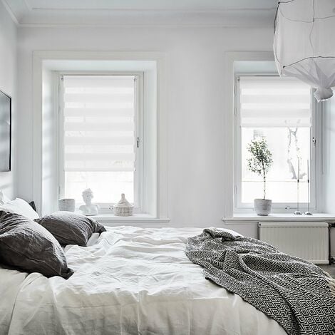 Allesin Store Enrouleur Jour Nuit sans Perçage,  Facile à Installer avec Clips pour Fenêtre ou Porte, 75 x 200 cm,  Blanc