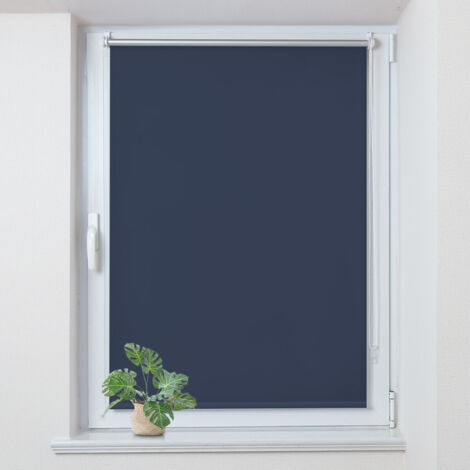 Allesin Store Enrouleur occultant sans percage, Isolant et Thermique, Rideau occultant pour Fenêtres et Portes, 45x170cm, Bleu Foncé