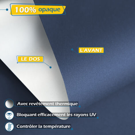Allesin Store Enrouleur occultant sans percage, Isolant et Thermique, Rideau occultant pour Fenêtres et Portes, 45x170cm, Bleu Foncé
