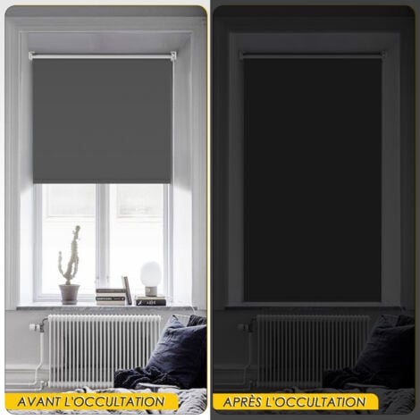 Allesin Store Enrouleur occultant sans percage, Isolant et Thermique, Rideau occultant pour Fenêtres et Portes, 50x170cm, Gris Foncé