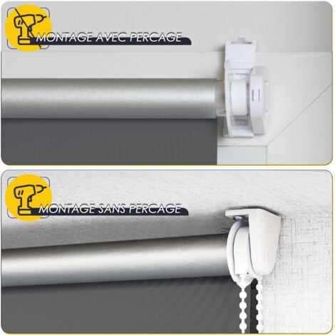Allesin Store Enrouleur occultant sans percage, Isolant et Thermique, Rideau occultant pour Fenêtres et Portes, 50x170cm, Gris Foncé
