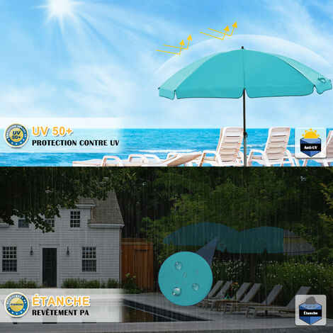 Parasol Derby Rond Ø160cm - Réglable En Hauteur - Protection UV 50+ - Pour Terrasse Et Plage - Toile Polyester