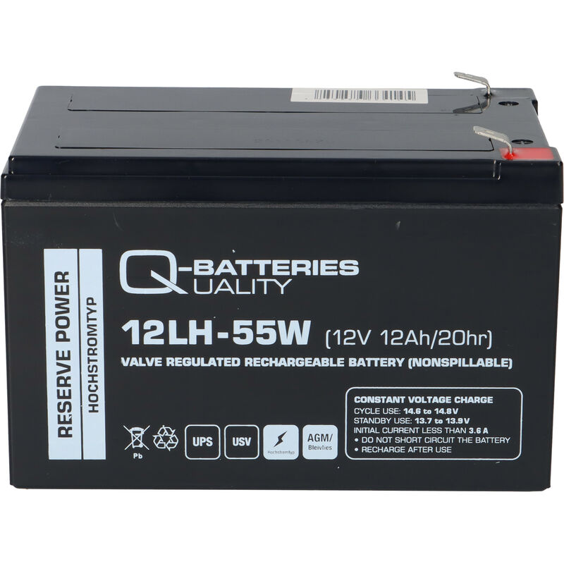 Q-Batteries 12LH-55W 12V 12Ah AGM VRLA Hochstrom USV