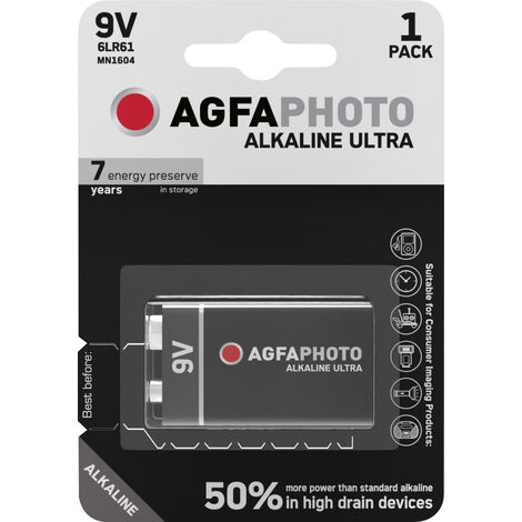 AGFAPHOTO Batterie Alkaline 9V E-Block 1er Blister (1/5)