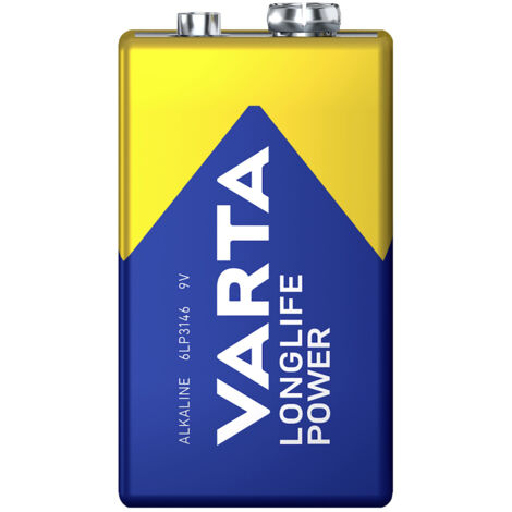 Varta LONGLIFE Power 9V Block-Batterien – 2er-Set Alkali-Mangan 580 mAh – Temperaturbereich -10 bis +50 °C – Für energiehungrige Geräte (1/8)