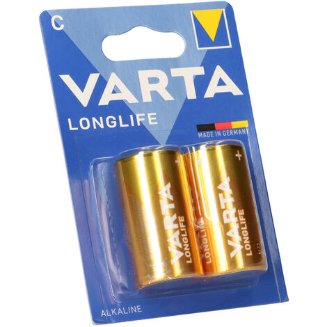 Varta Batterien C Baby, 2er Blister, Longlife, Alkaline, 1,5V, ideal für Fernbedienungen, Wecker, Radios