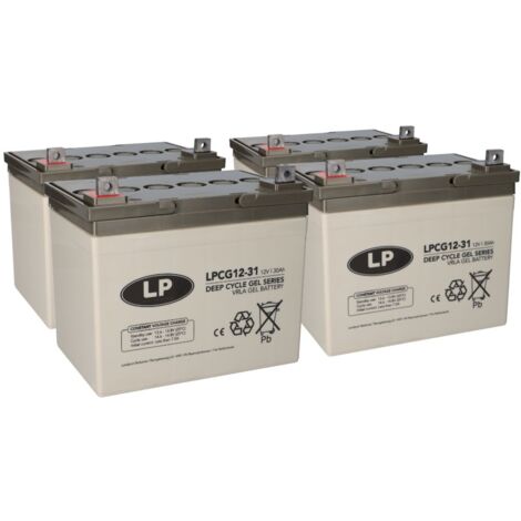 Bleigel Akku 4x 12V 30Ah kompatibel zu Rollstuhl E-Mobil Seniorenmobil u.a. (1/5)