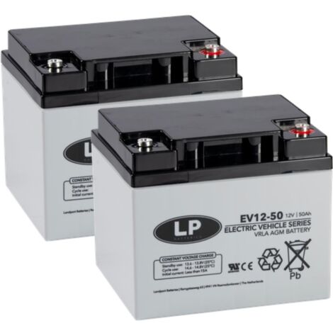 2X AGM 12V 50Ah Blei-Akku - zyklenfest kompatibel WP50-12NE MP50-12C 12LCP-50 REC50-12I