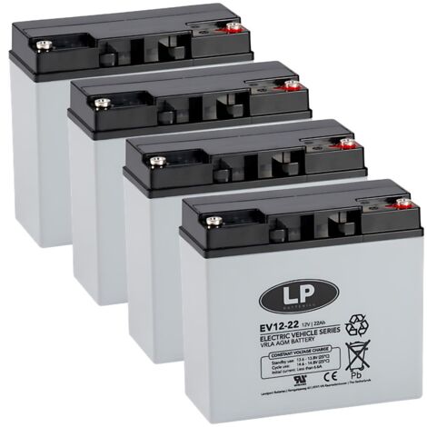 4x AGM Blei Akku 12V - 22Ah kompatibel 48V SCOOTER ROLEKTRO 5 ECO-CITY PLUS 45