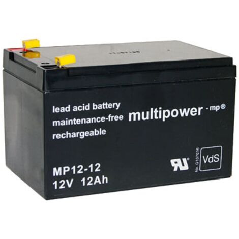 AMZ Multipower Blei-Akku MP12-12 Pb 12V 12Ah VdS G114091, Faston 4,8