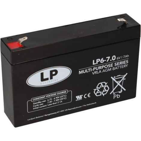 Landport Blei Akku LP6-7,0 6V 7Ah AGM T1 wartungsfrei