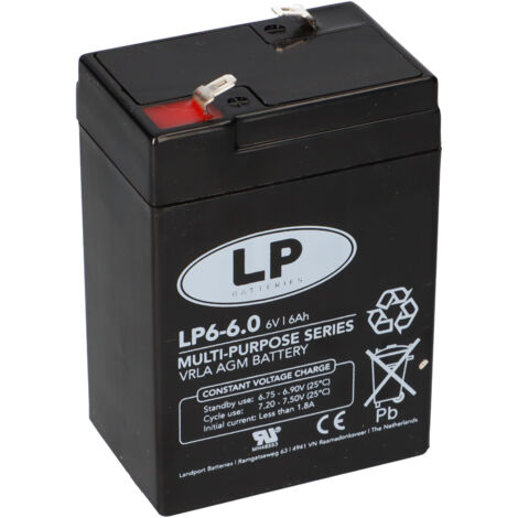 Landport Blei Akku LP6-6,0 6V 6Ah AGM T1 wartungsfrei