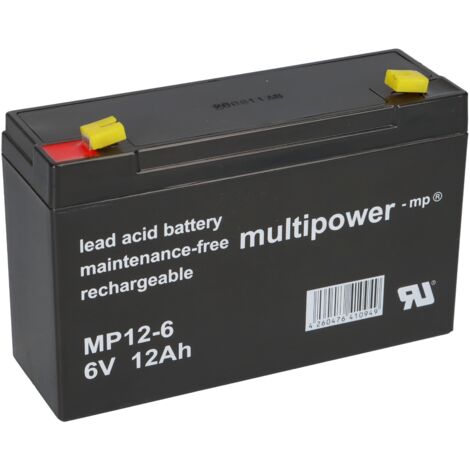 Amazon.de Multipower Blei-Akku MP12-6 Pb 6V 12Ah Faston 4,8mm (1/5)