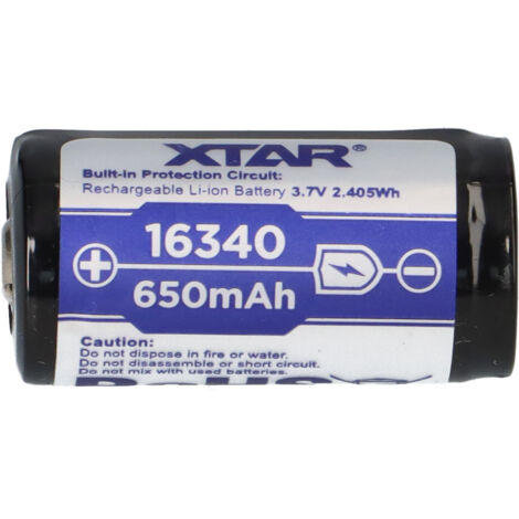 XTAR 16340 RCR123A 3,6V 650mAh Akku (geschützt) - 1,2 A (1/5)