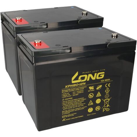 Ersatzakku für Seniorenmobil Elektromobil AS E 450 F 2x Kung Long Bleiakku KPH80-12N M6 12V 80Ah zyklenfest