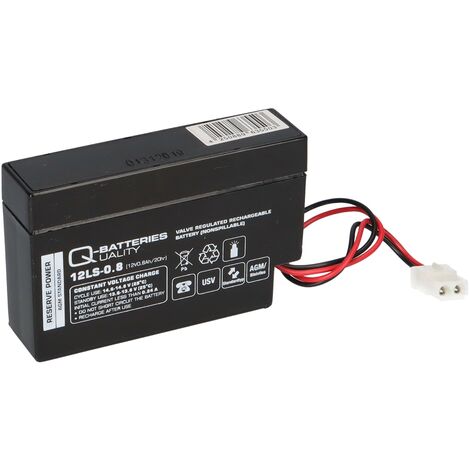 Q-Batteries 12LS-0.8 12V 0,8Ah AGM Blei-Vlies Akku mit AMP-Stecker (1/5)