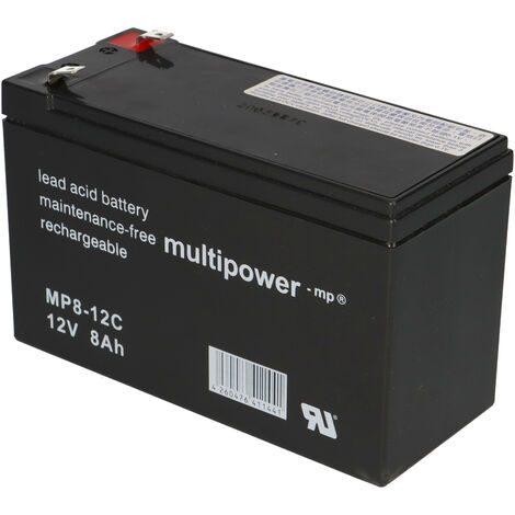 SET Multipower Blei-Akku MP8-12C Pb 12V / 8Ah + Ladegerät