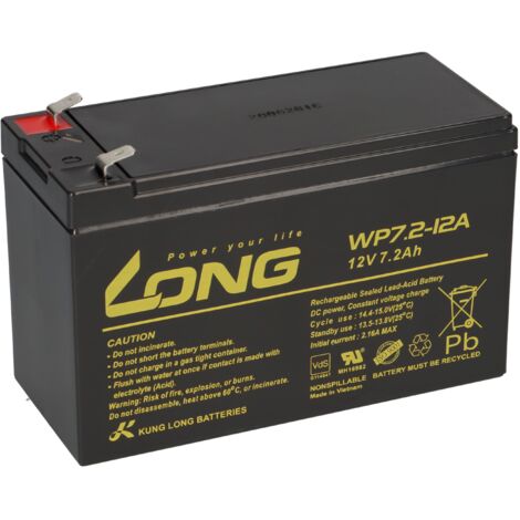 1x AGM 12V 7,2Ah Blei-Akku WP7.2-12 VDs Akku, Faston 6,3mm (1/5)