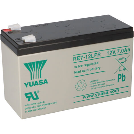 Yuasa Blei-Akku RE7-12FR Pb 12V / 7Ah 6-9 Jahresbatterie, Faston 4,8