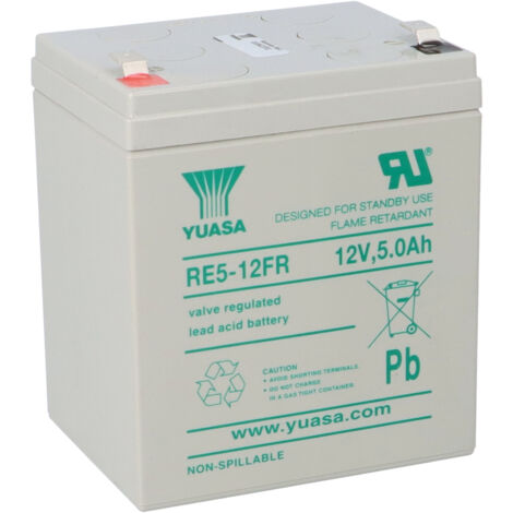 Yuasa Blei-Akku RE5-12FR Pb 12V / 5Ah 6-9 Jahresbatterie, Faston 6,3
