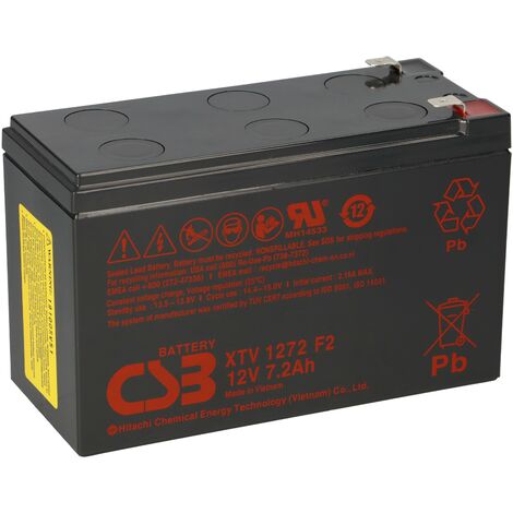 CSB AGM Bleiakku 12V 7,2Ah XTV1272 F2 6,3mm extreme temperature (1/5)
