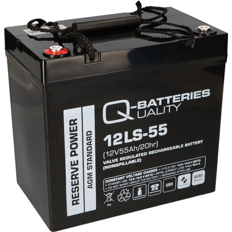 Q-Batteries 12LS-55 / 12V - 55Ah Blei Akku Standard-Typ AGM VRLA 10 Jahres  Typ