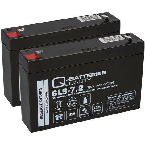 2x Q-Batteries 6LS-7.2 6V 7,2Ah Blei-Vlies Akku AGM VRLA